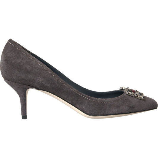 Dolce & Gabbana Gray Amore Suede Bellucci Heels Pumps Shoes gray-amore-suede-bellucci-heels-pumps-shoes