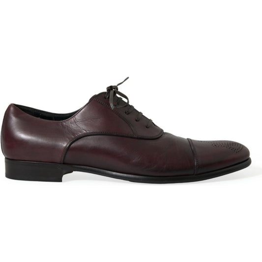 Dolce & Gabbana Elegant Burgundy Leather Derby Shoes bordeaux-leather-men-formal-derby-dress-shoes
