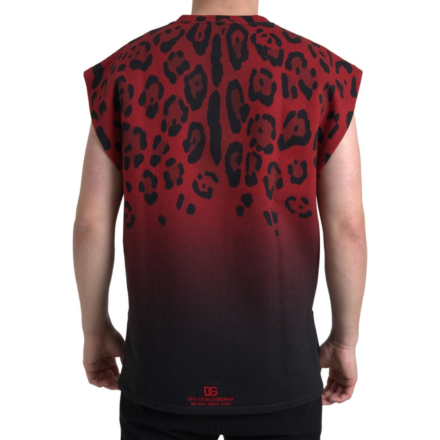 Dolce & Gabbana Red Leopard Print Cotton Tank Top red-leopard-cotton-sleeveless-tank-t-shirt