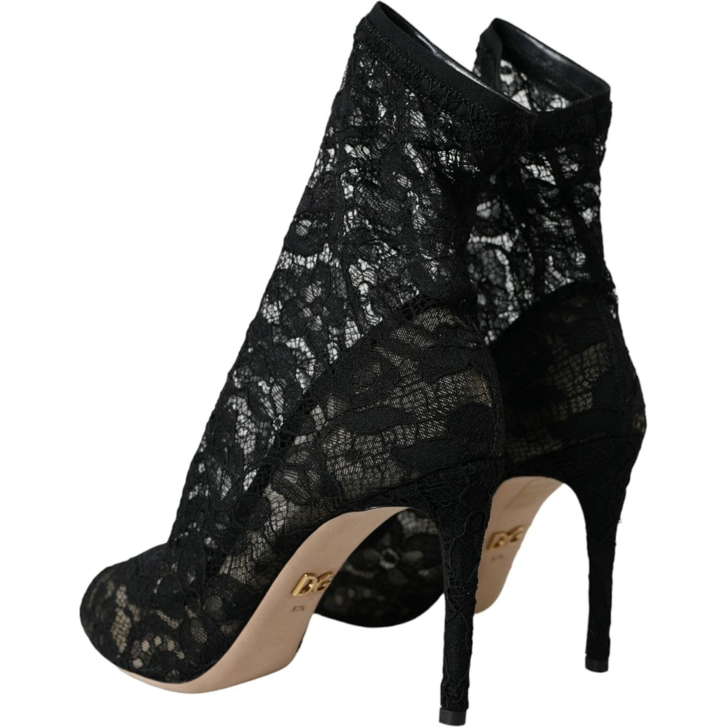 Dolce & Gabbana Black Stretch Taormina Lace Boots Shoes black-stretch-taormina-lace-boots-shoes
