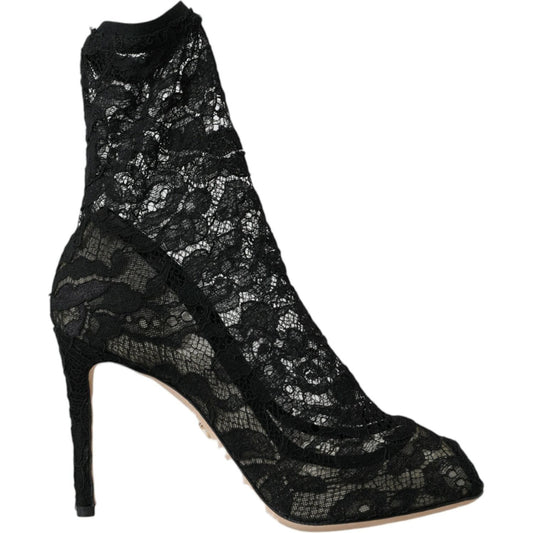 Black Stretch Taormina Lace Boots Shoes