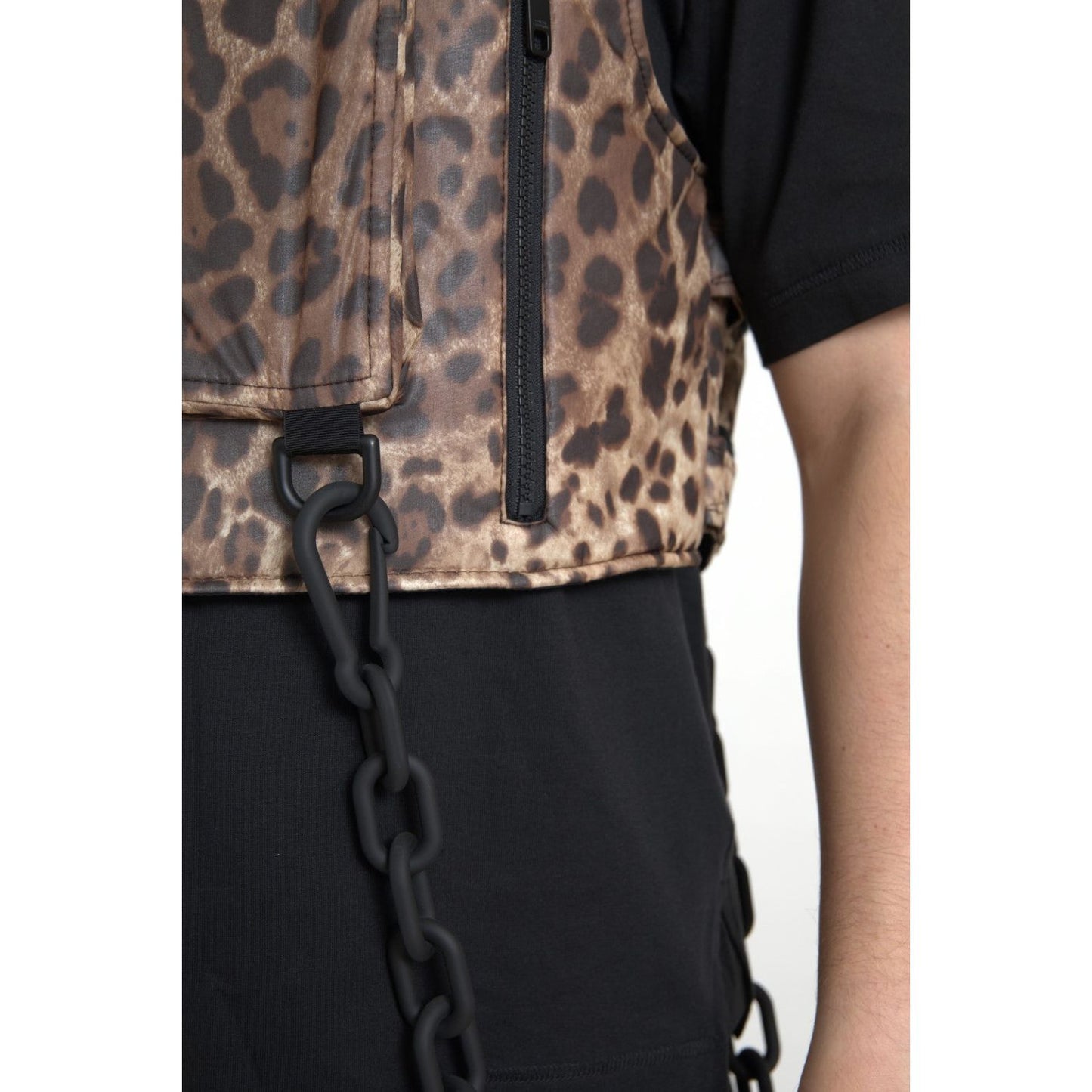 Dolce & Gabbana Silk Leopard Vest Exclusive Sportswear brown-leopard-silk-sleeveless-sportswear