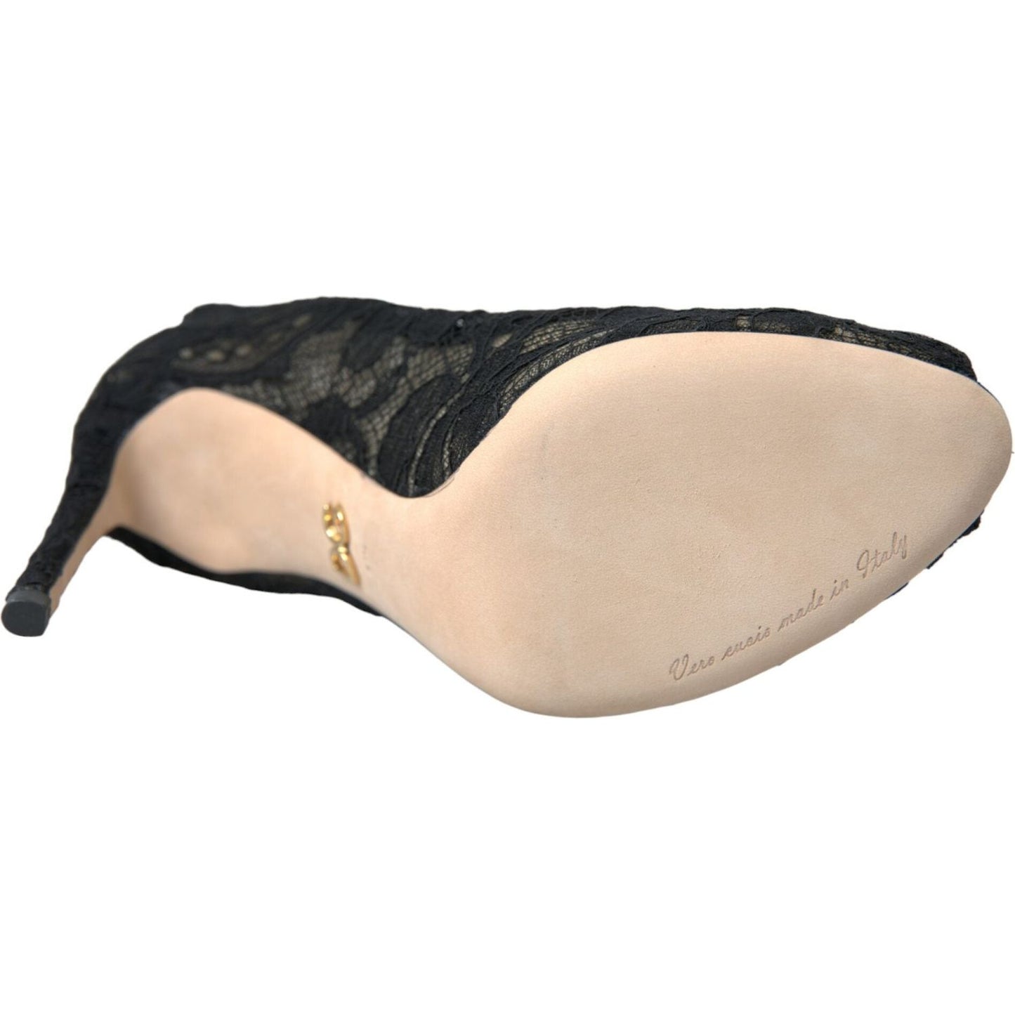 Dolce & Gabbana Black Stretch Taormina Lace Boots Shoes black-stretch-taormina-lace-boots-shoes