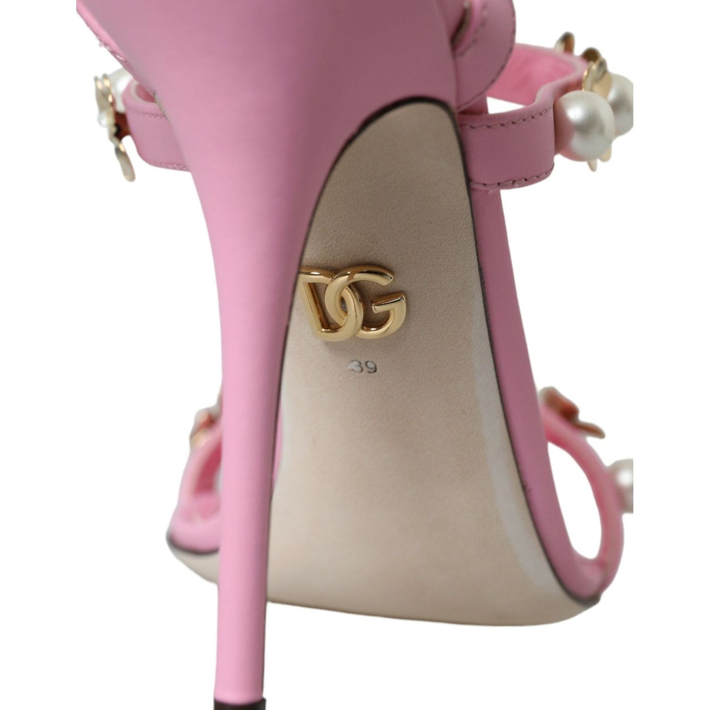 Dolce & Gabbana Pink Leather Embellished Heels Sandals Shoes pink-leather-embellished-heels-sandals-shoes-1