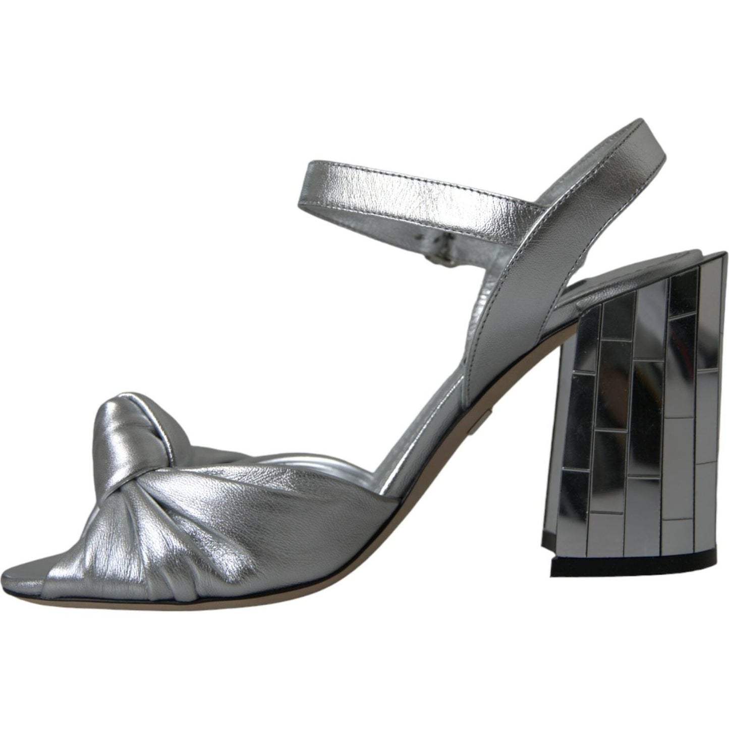Dolce & Gabbana Silver Lambskin Leather Heels Sandals Shoes silver-lambskin-leather-heels-sandals-shoes