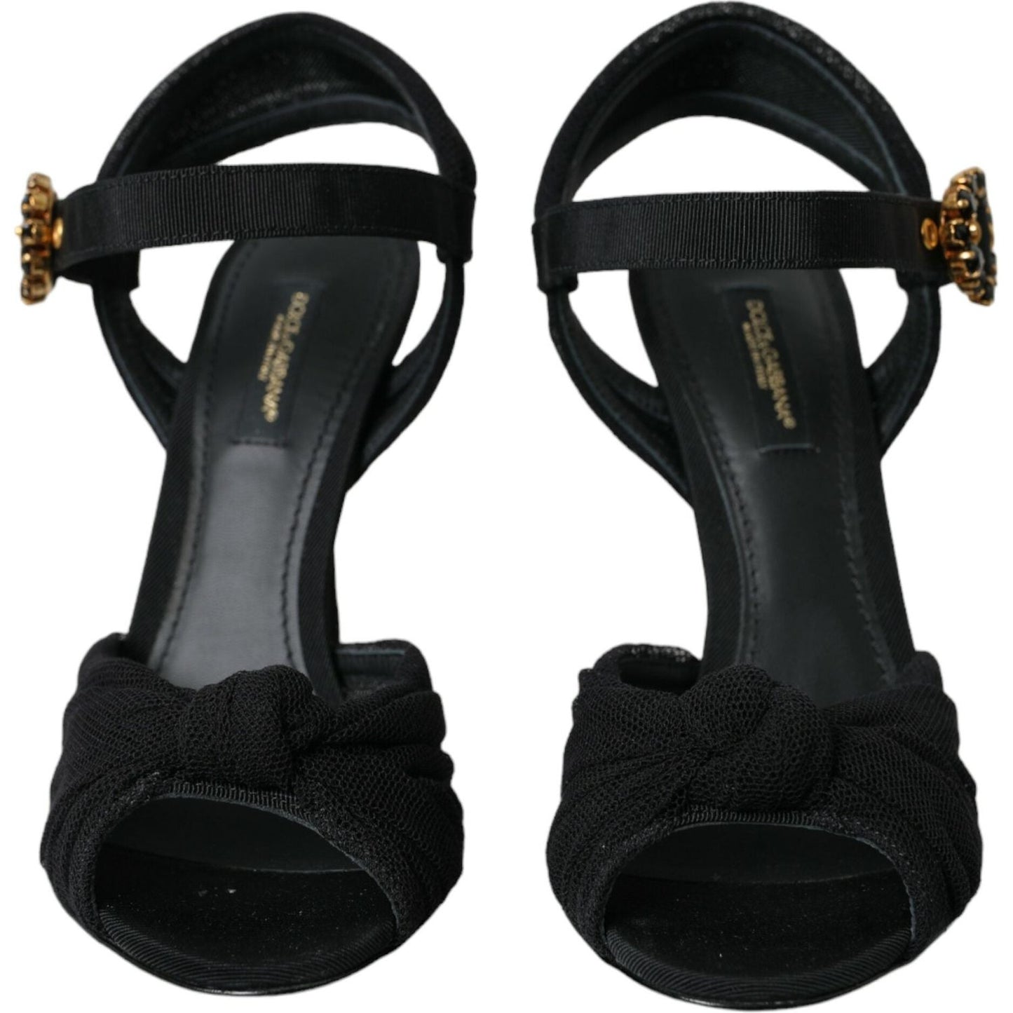 Dolce & Gabbana Black Suede Embellished Heels Sandals Shoes black-suede-embellished-heels-sandals-shoes