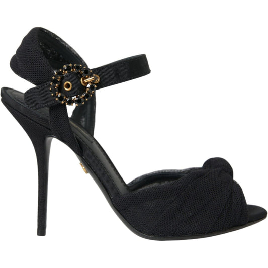 Black Suede Embellished Heels Sandals Shoes