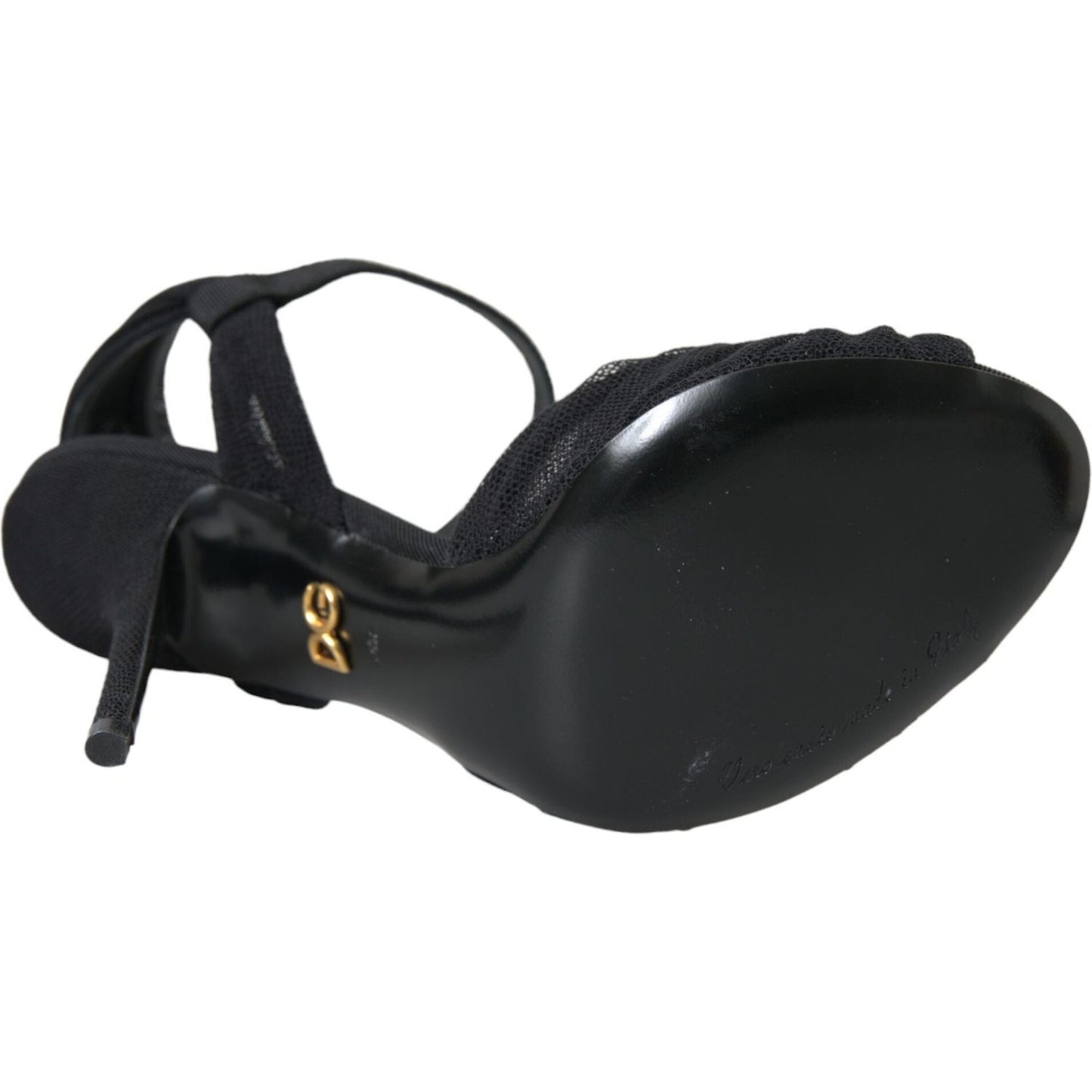 Dolce & Gabbana Black Suede Embellished Heels Sandals Shoes black-suede-embellished-heels-sandals-shoes