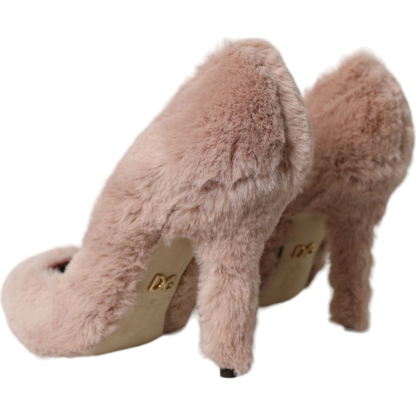 Dolce & Gabbana Light Pink Faux Fur Heels Pumps Shoes light-pink-faux-fur-heels-pumps-shoes