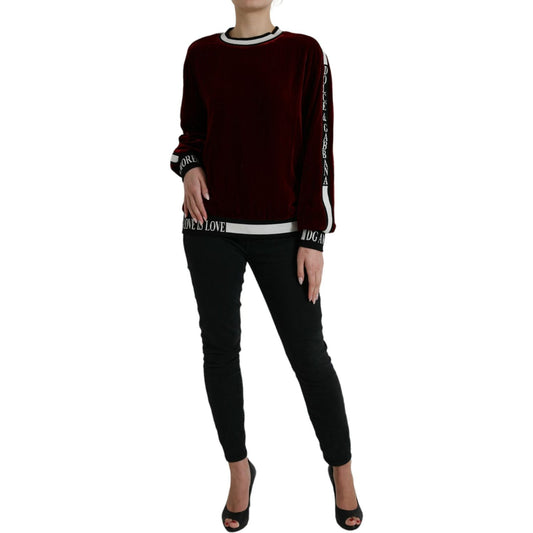 Dolce & Gabbana Elegant Burgundy Silk-Blend Sweater bordeaux-velvet-round-neck-pullover-sweater
