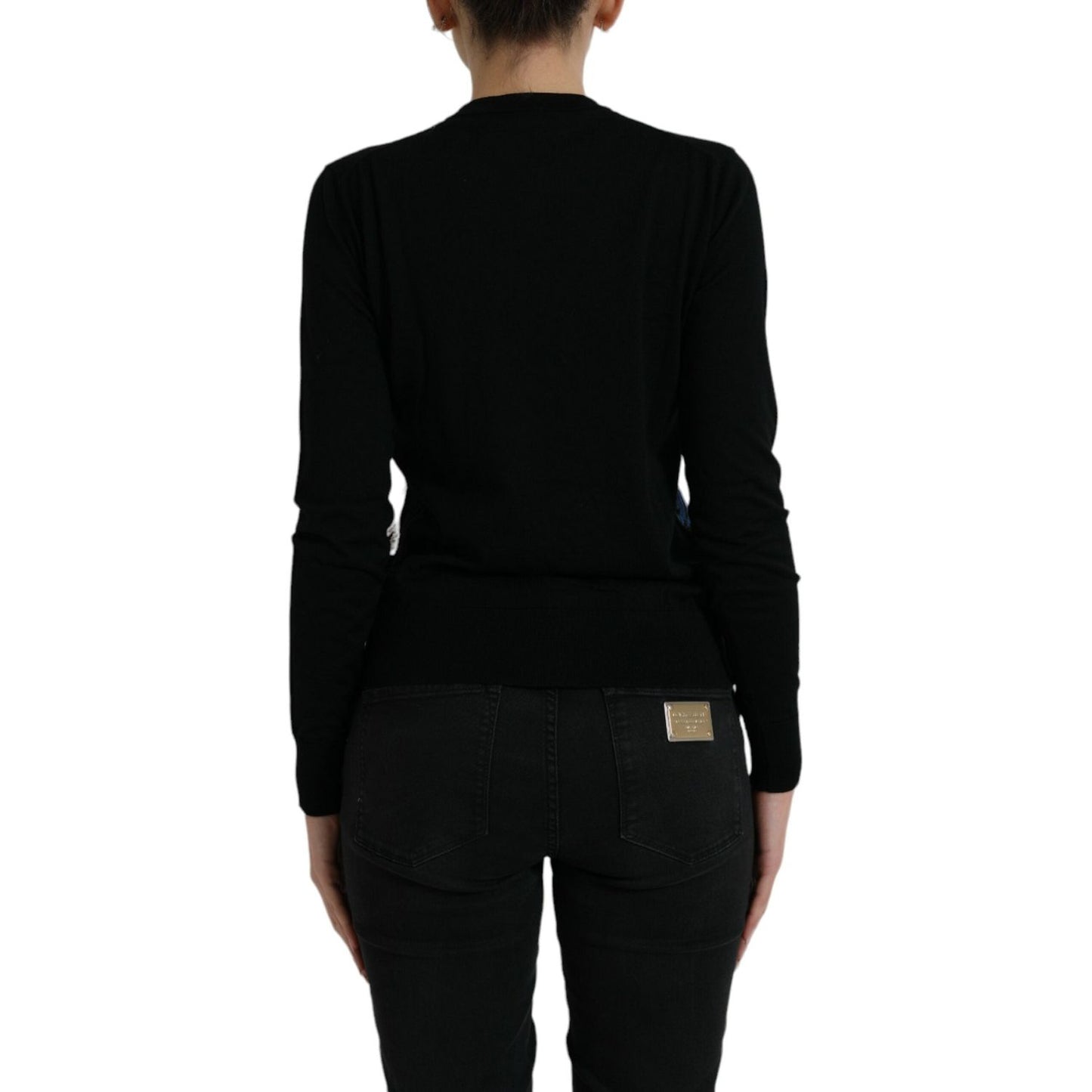 Dolce & Gabbana Elegant Wool Silk Printed Cardigan Sweater black-bird-wool-long-sleeve-cardigan-sweater