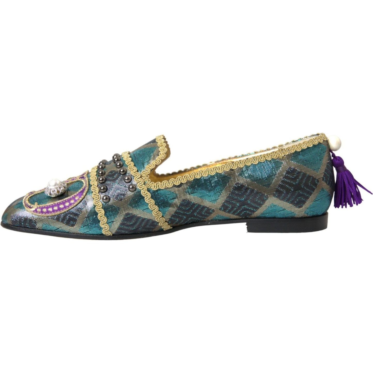 Dolce & Gabbana Multicolor Jacquard Embellished Loafers Shoes multicolor-jacquard-embellished-loafers-shoes
