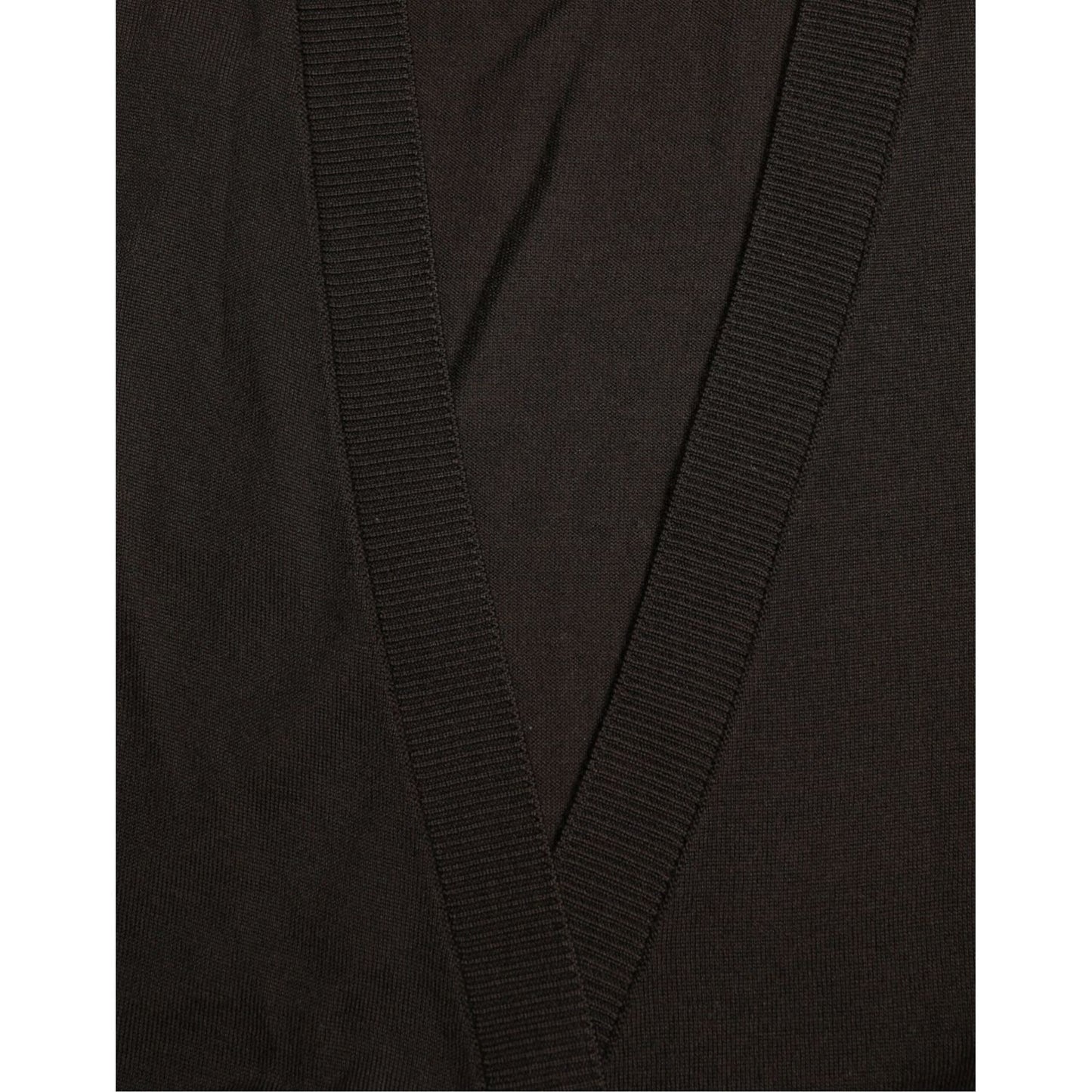 Dolce & Gabbana Elegant Black Virgin Wool Cardigan black-wool-v-neck-crossed-cardigan-sweater-1