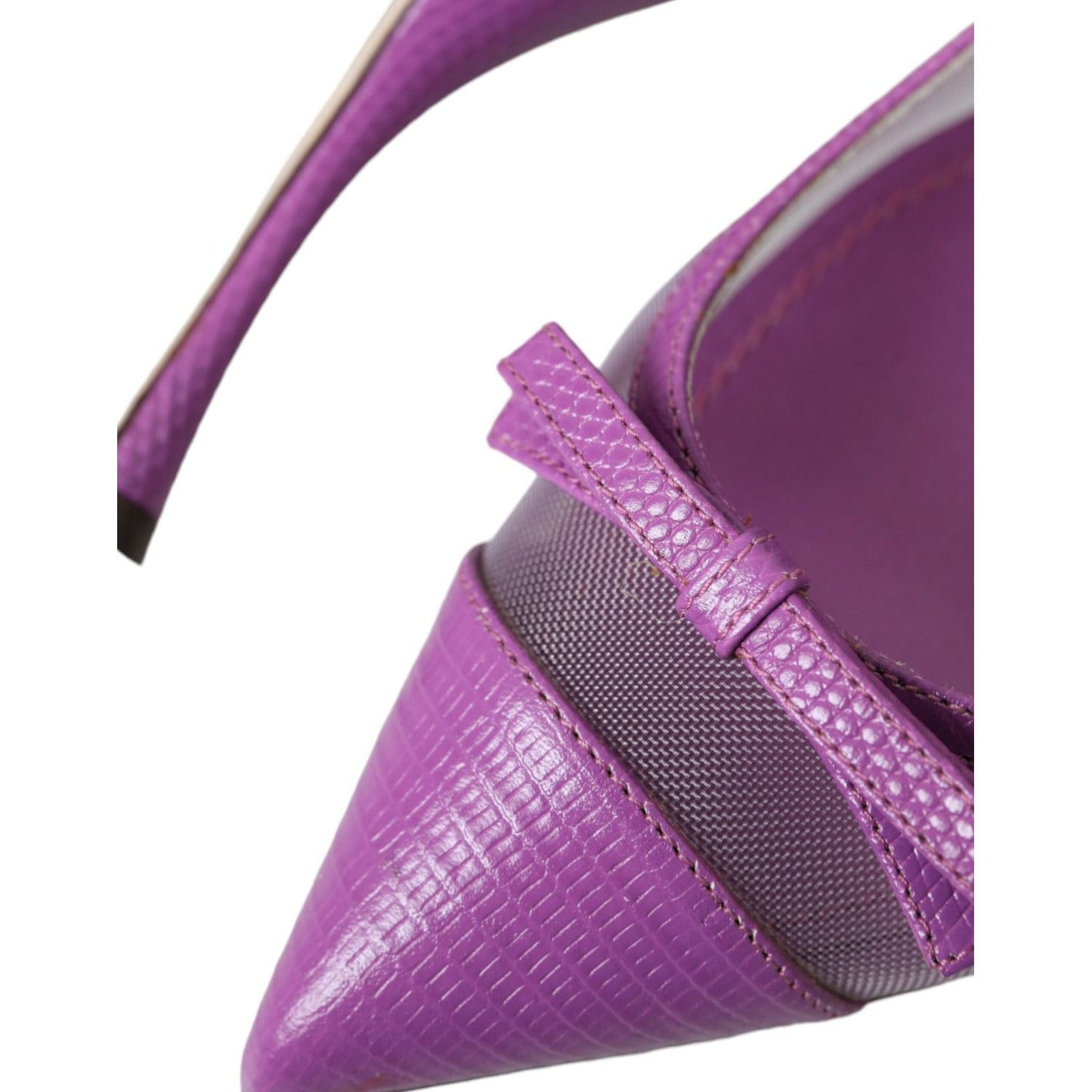 Dolce & Gabbana Purple Leather Mesh High Heels Slingback Shoes purple-leather-mesh-high-heels-slingback-shoes