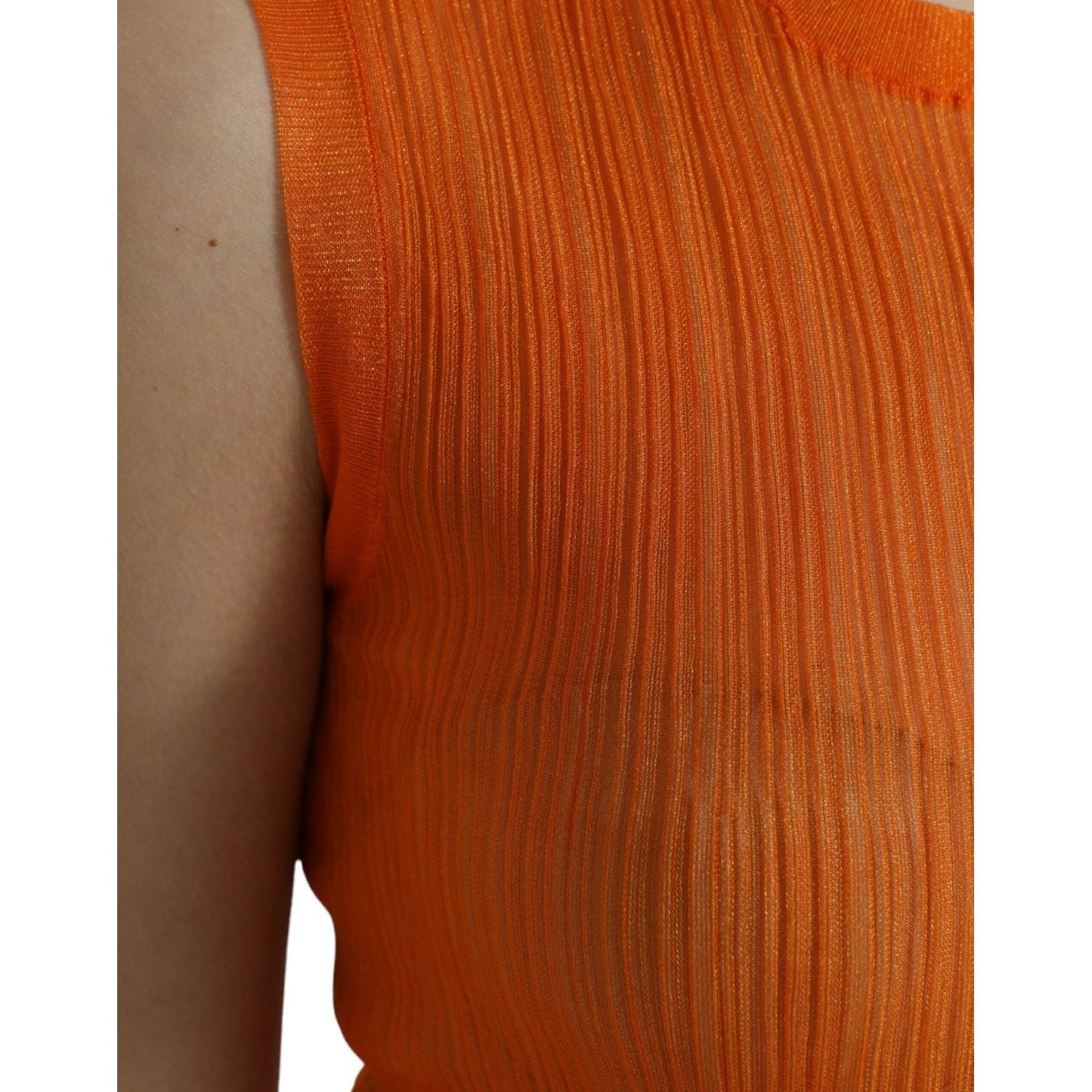 Dolce & Gabbana Chic Orange Crew Neck Tank Top orange-see-through-crew-neck-blouse-tank-top
