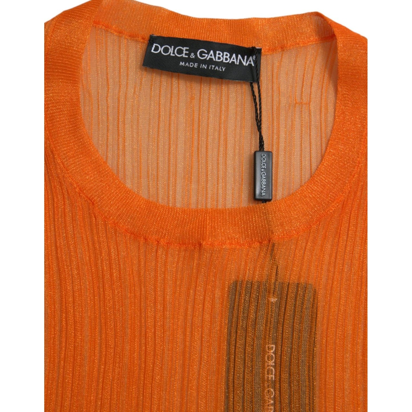 Dolce & Gabbana Chic Orange Crew Neck Tank Top orange-see-through-crew-neck-blouse-tank-top