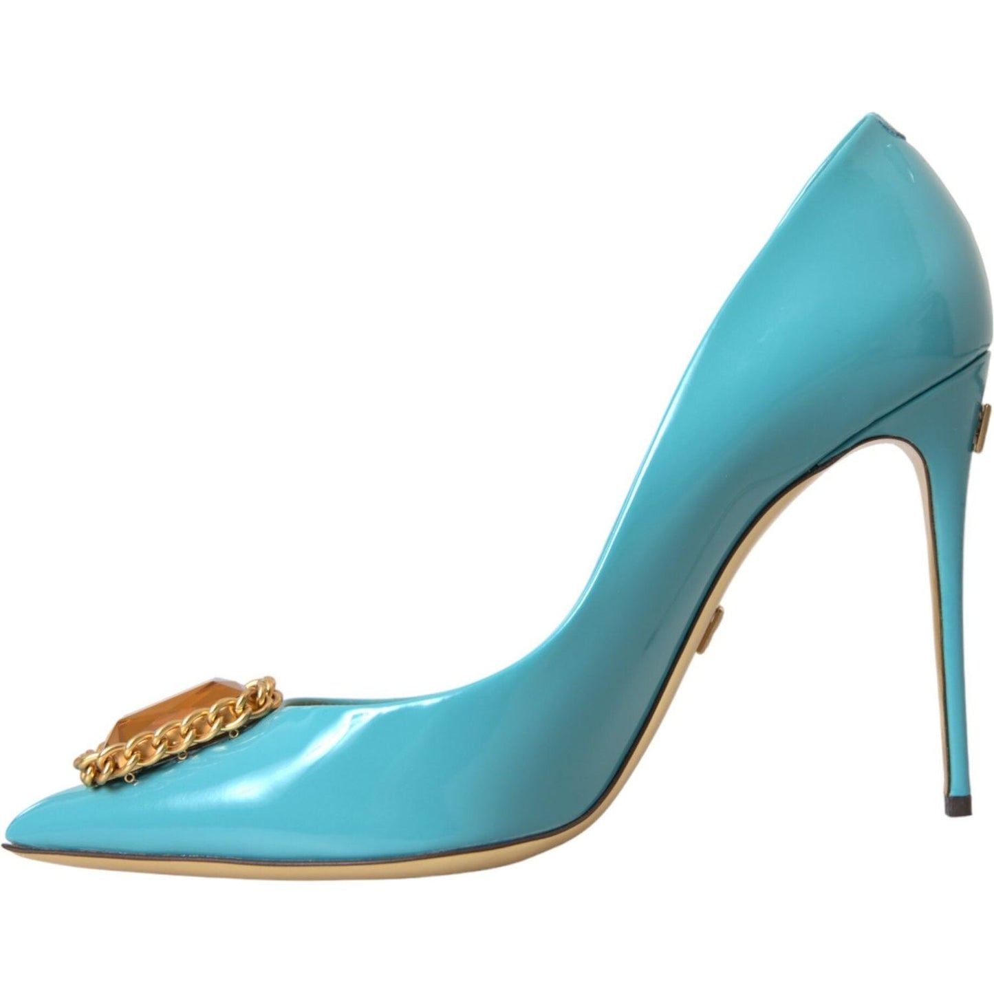 Dolce & Gabbana Blue Gold Leather Crystals Heels Pumps Shoes blue-gold-leather-crystals-heels-pumps-shoes