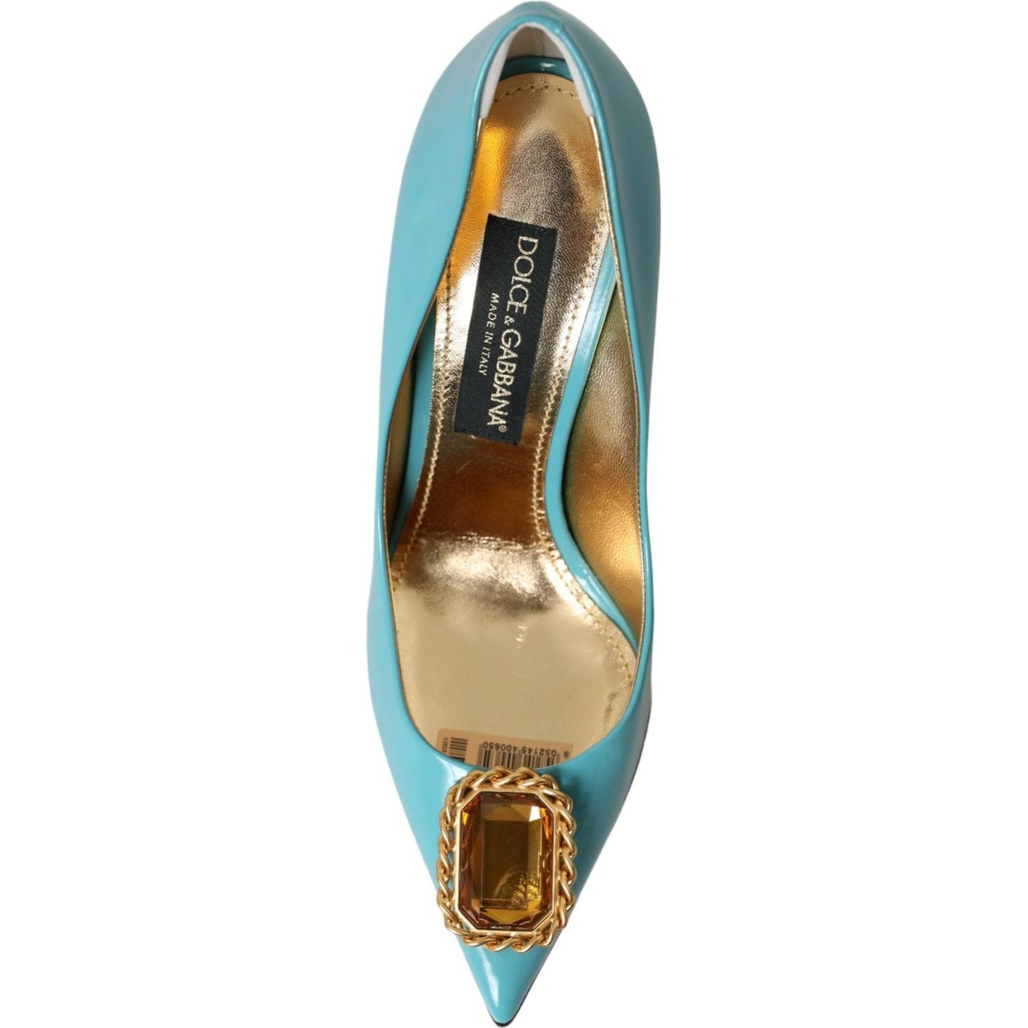 Dolce & Gabbana Blue Gold Leather Crystals Heels Pumps Shoes blue-gold-leather-crystals-heels-pumps-shoes