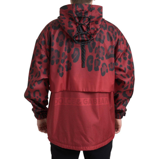 Dolce & Gabbana | Radiant Red Leopard Print Hooded Jacket| McRichard Designer Brands   