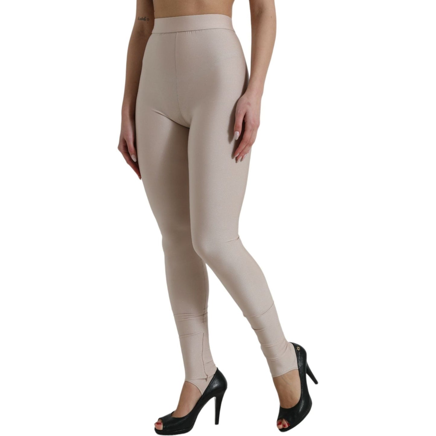 Dolce & Gabbana Chic Beige High Waist Leggings beige-nylon-stretch-slim-leggings-pants