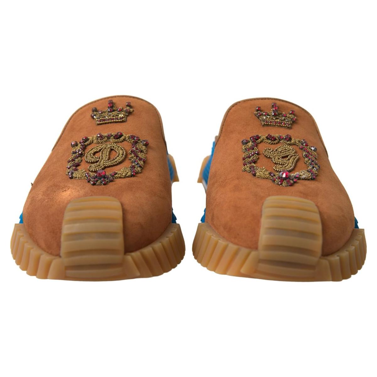 Dolce & Gabbana Elegant Multicolor NS1 Slide Sandals brown-suede-crown-logo-ns1-slides-sandals