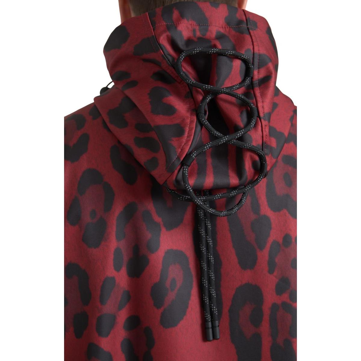 Dolce & Gabbana Radiant Red Leopard Print Hooded Jacket red-leopard-hooded-rain-coat-jacket