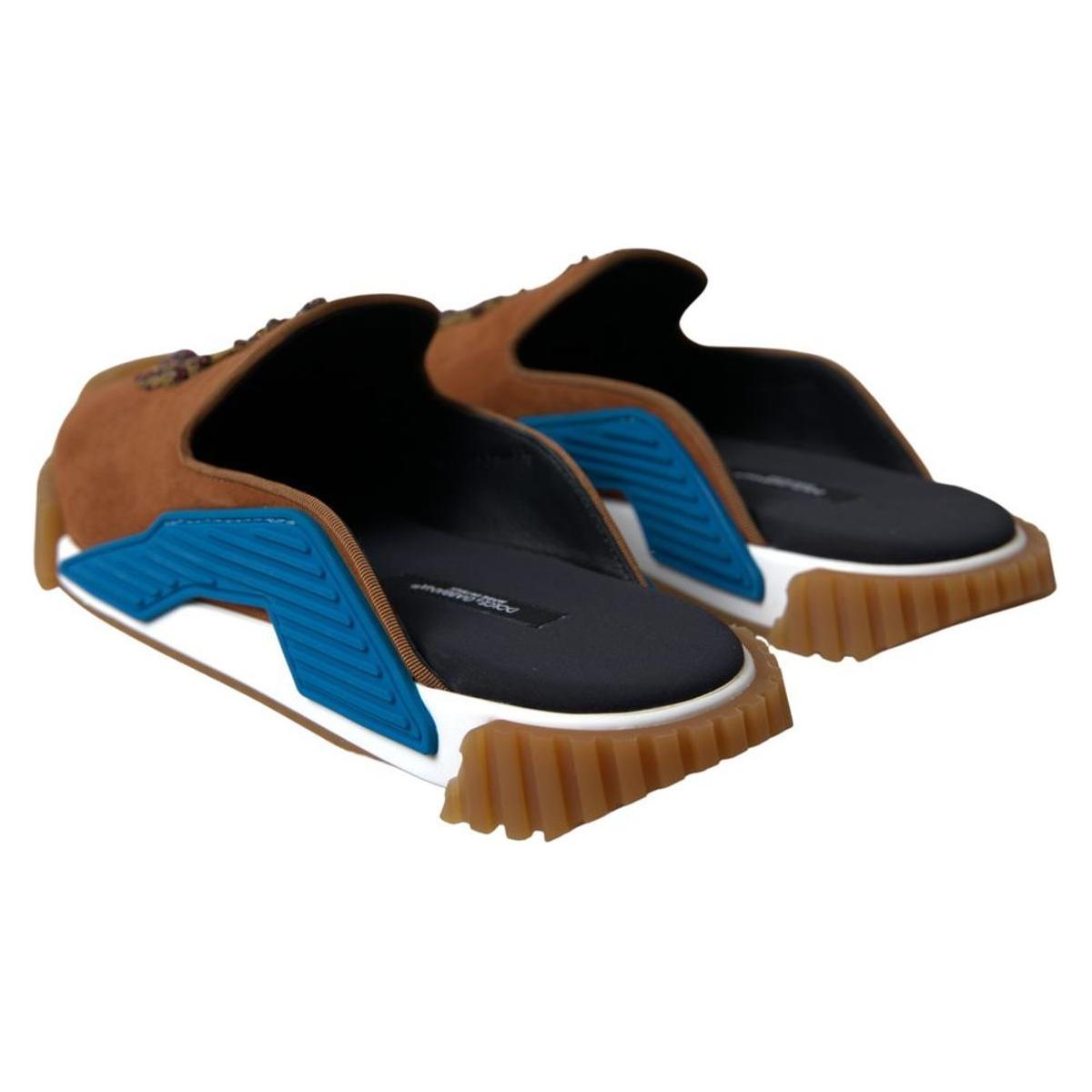 Dolce & Gabbana Elegant Multicolor NS1 Slide Sandals brown-suede-crown-logo-ns1-slides-sandals