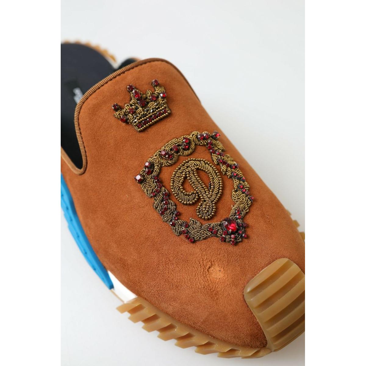 Dolce & Gabbana Elegant Multicolor NS1 Slide Sandals brown-suede-crown-logo-ns1-slides-sandals 465A7672-scaled-8d965548-1b9.jpg