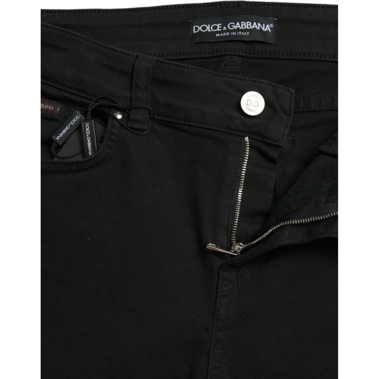 Dolce & Gabbana Chic Black Mid Waist Stretch Jeans black-cotton-stretch-denim-skinny-jeans-2