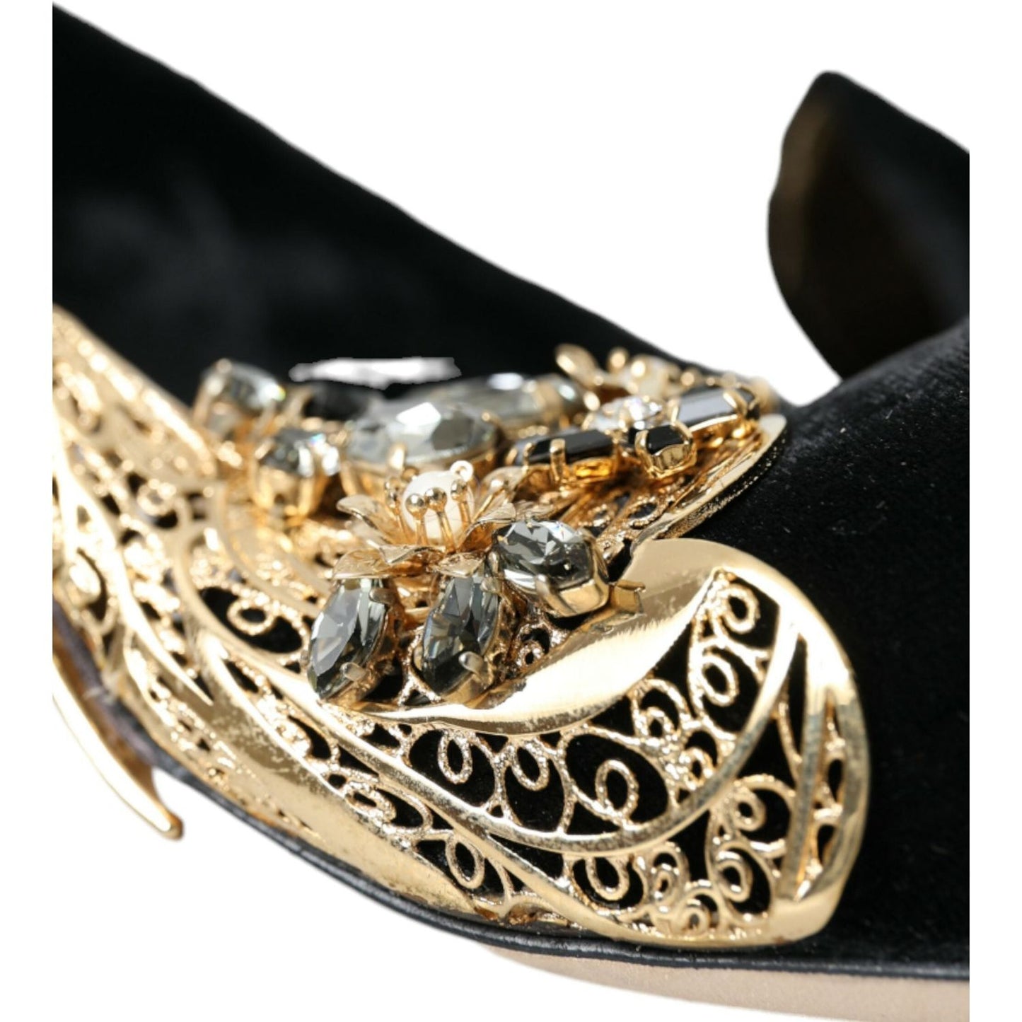 Dolce & Gabbana Black Velvet Embellished Heels Pumps Shoes black-velvet-embellished-heels-pumps-shoes