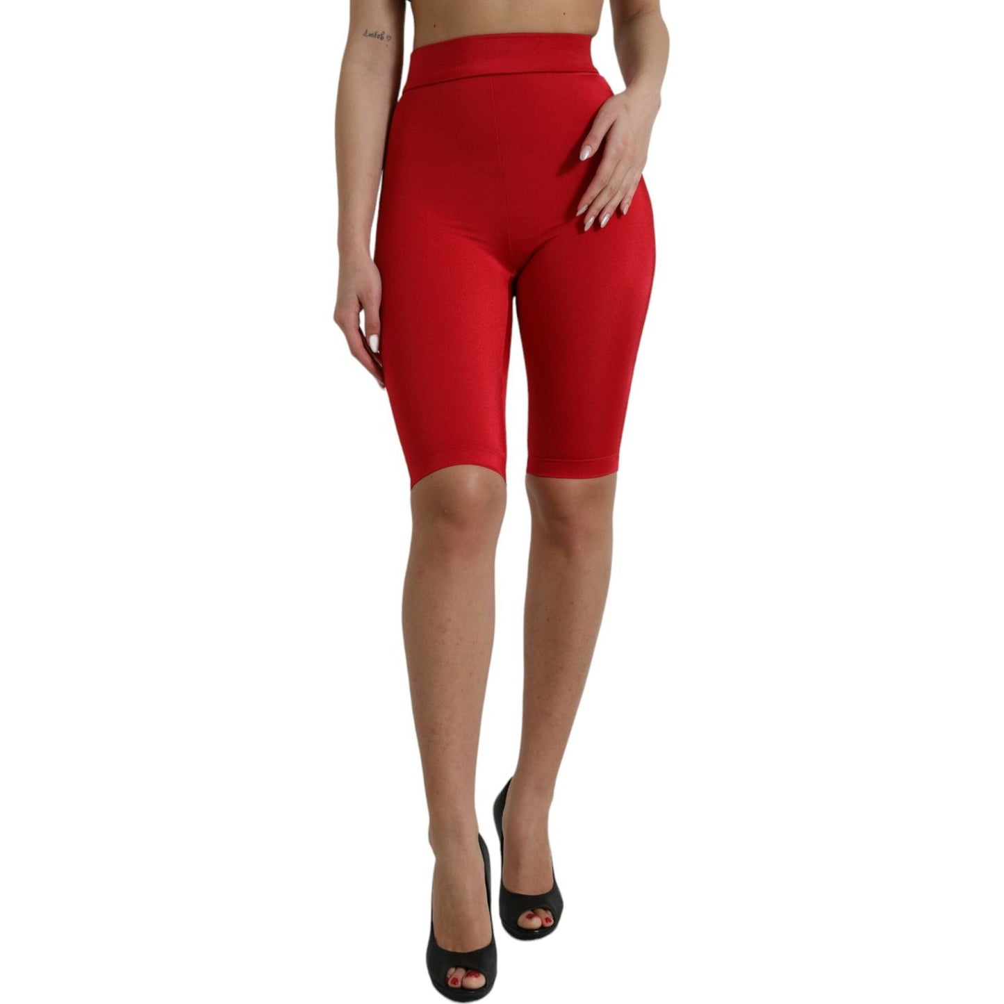 Dolce & Gabbana | Chic Red High Waist Leggings Pants| McRichard Designer Brands   