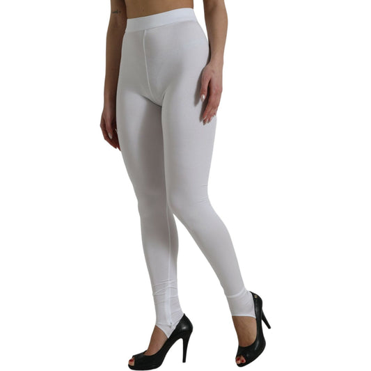 Dolce & Gabbana | Elegant High Waist Leggings in White| McRichard Designer Brands   