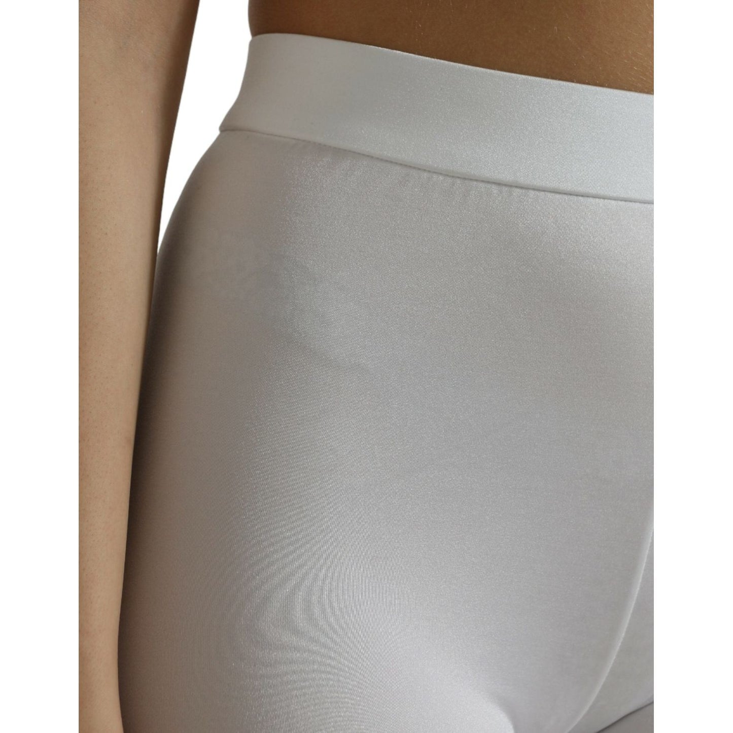 Dolce & Gabbana Elegant High Waist Leggings in White white-nylon-stretch-slim-leggings-pants