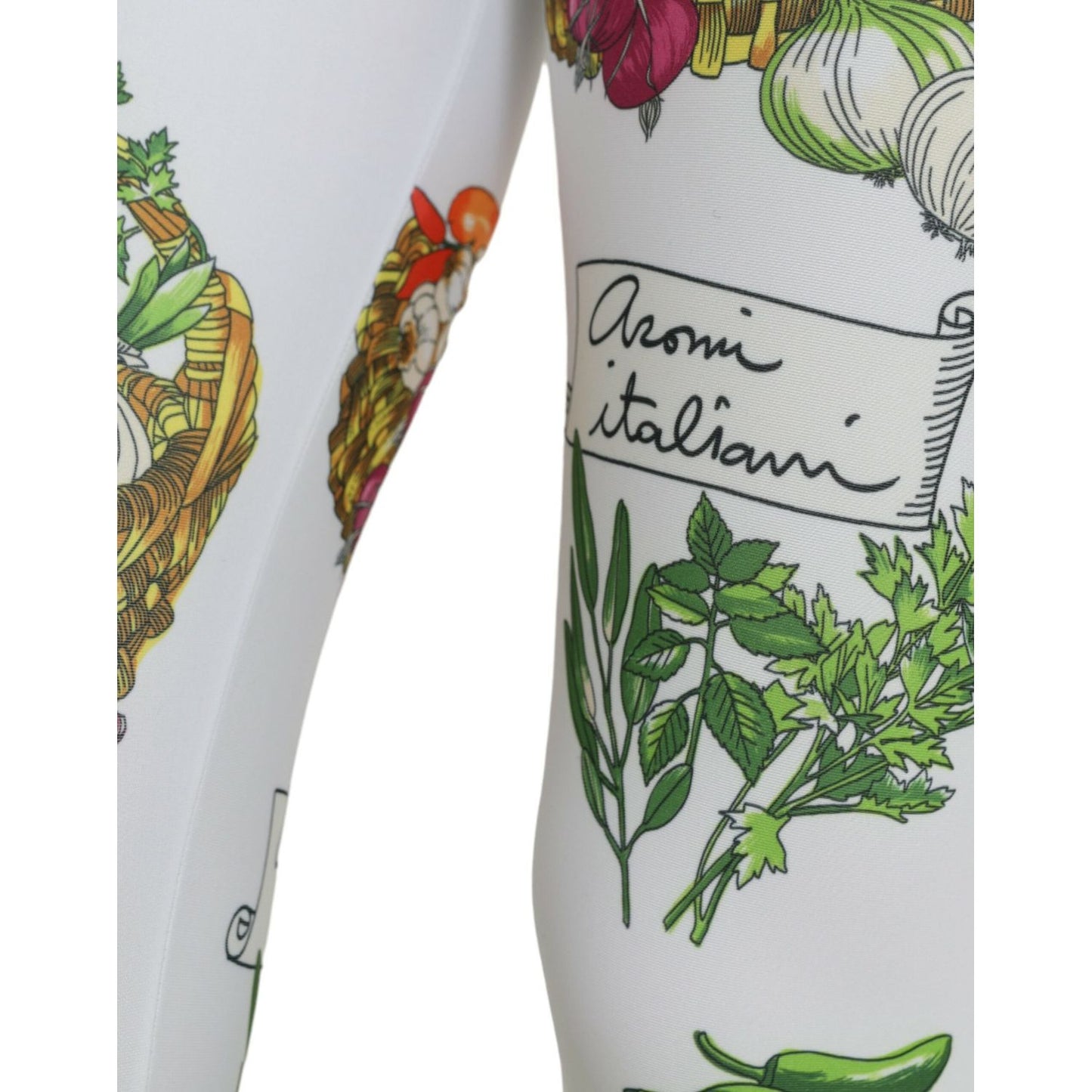Dolce & Gabbana Elegant High Waist Printed Leggings white-vegetables-high-waist-leggings-pants