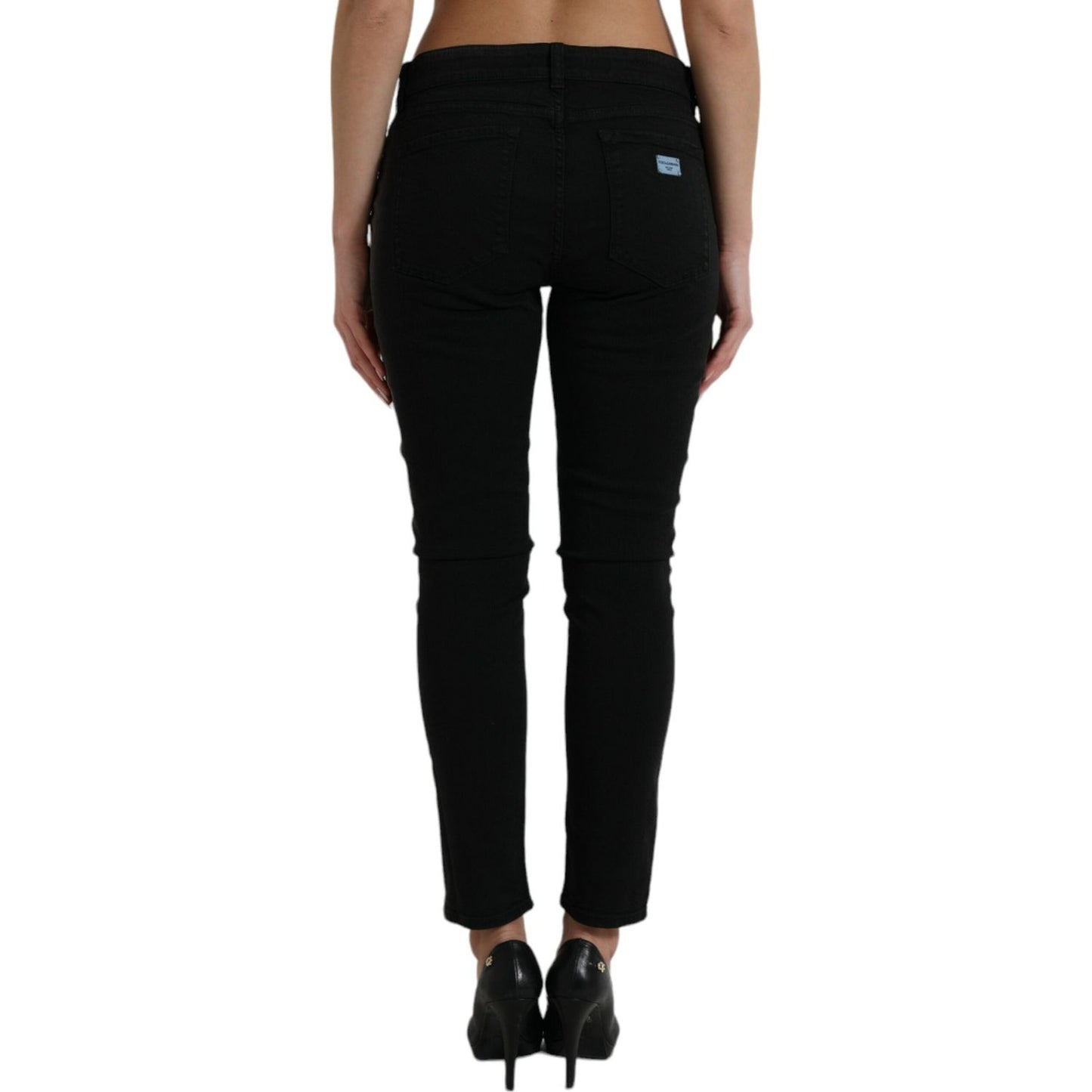 Dolce & Gabbana Elegant Black Mid Waist Stretch Jeans jeans-skinny-black-cotton-stretch-denim-skinny-jeans