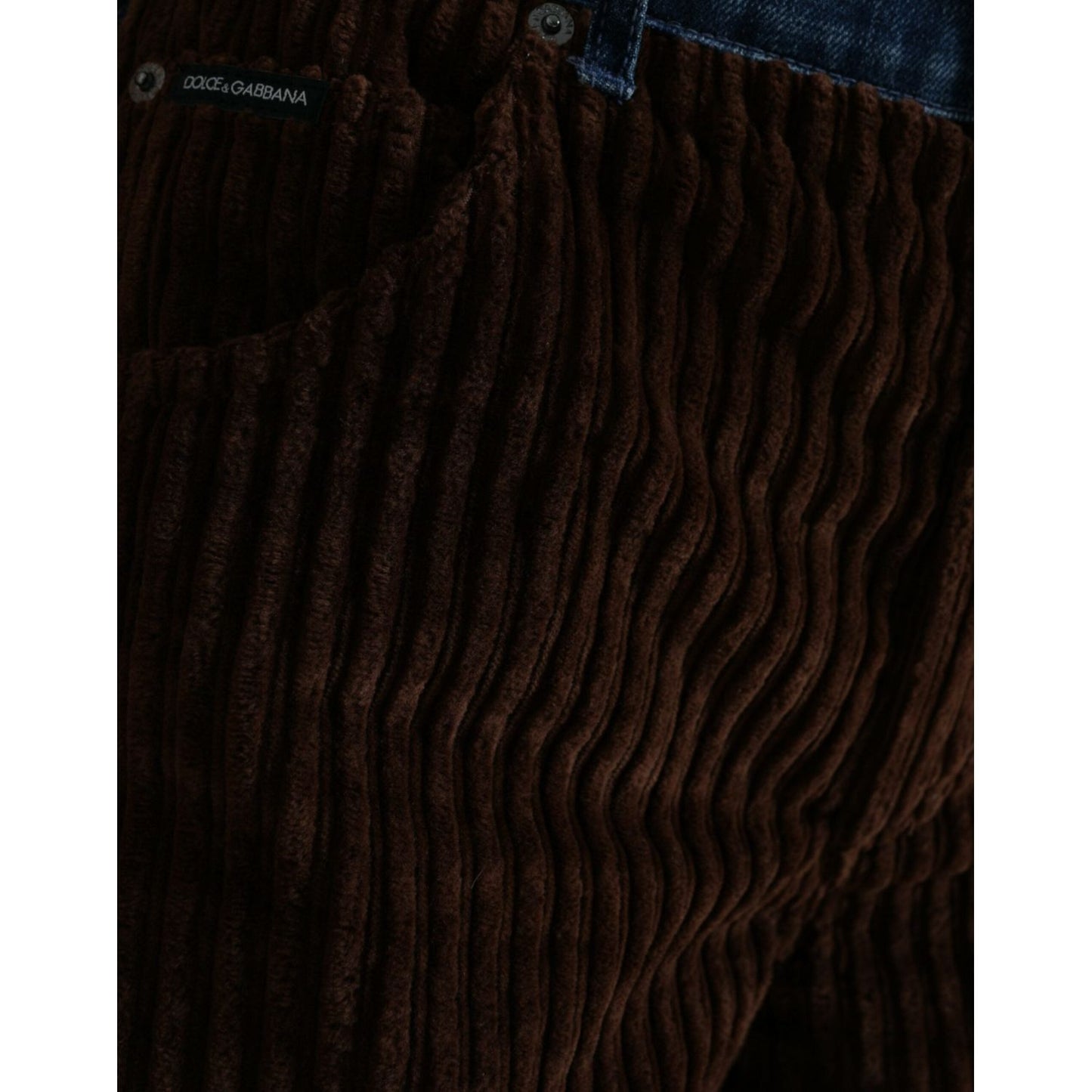 Dolce & Gabbana Elegant High-Waist Corduroy Cargo Jeans brown-corduroy-cargo-denim-wide-leg-jeans