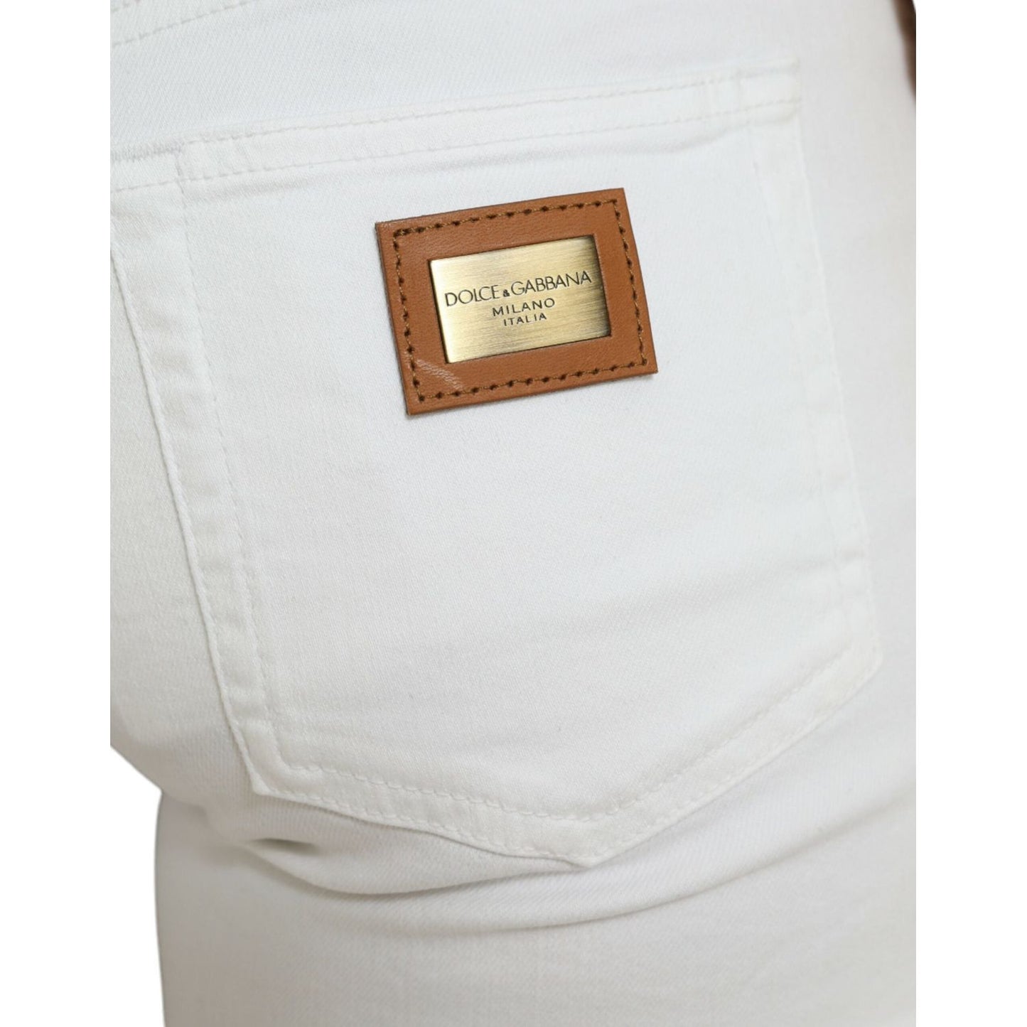 Dolce & Gabbana | Chic White Stretch Denim Jeans| McRichard Designer Brands   
