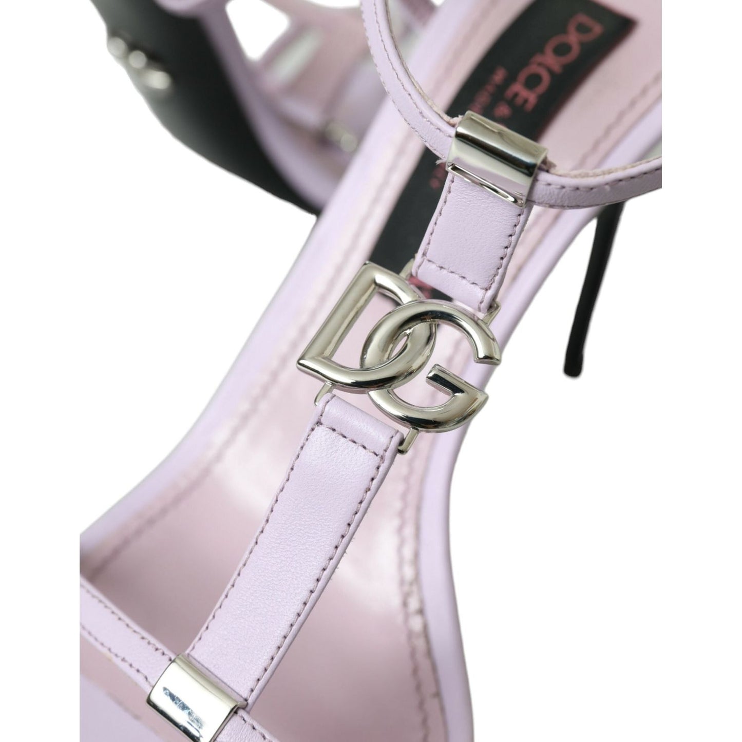 Dolce & Gabbana Purple Leather Logo Ankle Strap Heels Sandals Shoes purple-leather-logo-ankle-strap-heels-sandals-shoes