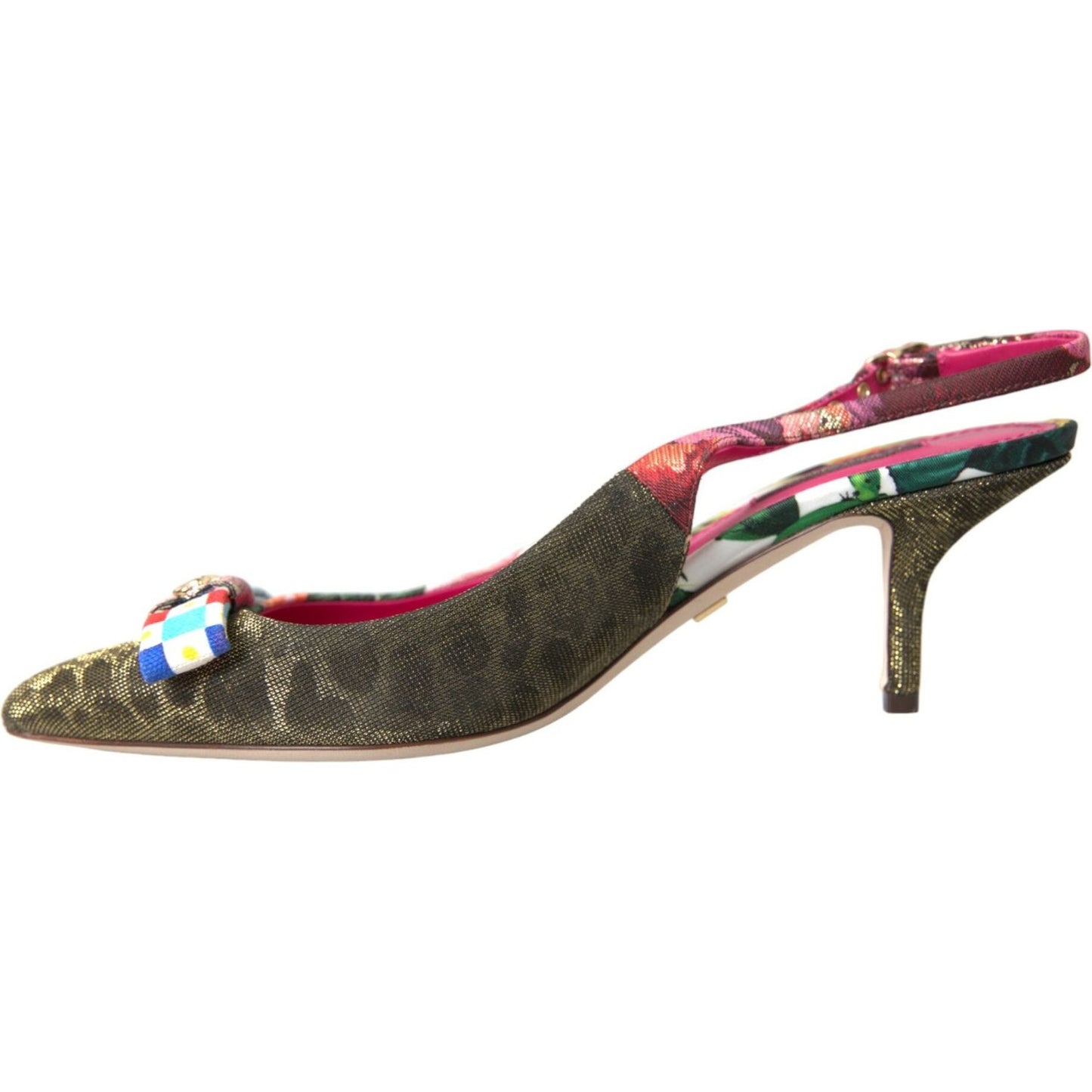Dolce & Gabbana Multicolor Floral Patchwork Slingbacks Shoes multicolor-floral-patchwork-slingbacks-shoes-1