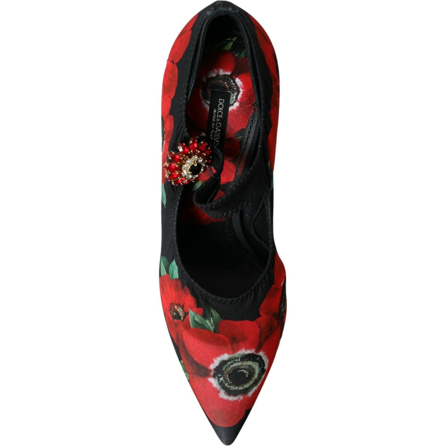 Dolce & Gabbana Black Floral Crystal Mary Jane Pumps Shoes black-floral-crystal-mary-jane-pumps-shoes
