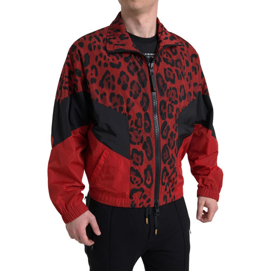 Dolce & Gabbana Red Leopard Zip Sweater Jacket red-leopard-nylon-full-zip-sweater 465A8018-Large-fb6d7d5c-d53.jpg