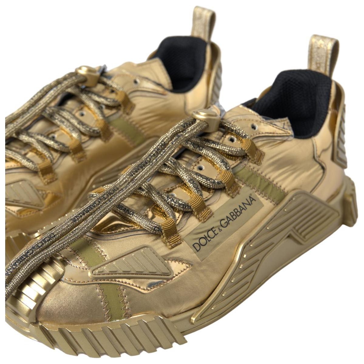 Dolce & Gabbana Elegant Gold Lace-Up NS1 Sneakers gold-stretch-lace-up-sneakers-ns1-mens-shoes