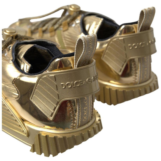Dolce & Gabbana | Elegant Gold Lace-Up NS1 Sneakers| McRichard Designer Brands   