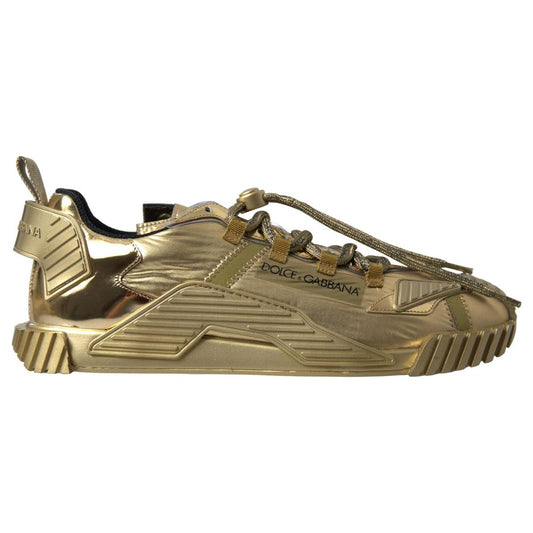 Dolce & Gabbana Elegant Gold Lace-Up NS1 Sneakers gold-stretch-lace-up-sneakers-ns1-mens-shoes