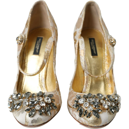 Dolce & GabbanaGold Jacquard Crystal Mary Janes Pumps ShoesMcRichard Designer Brands£719.00