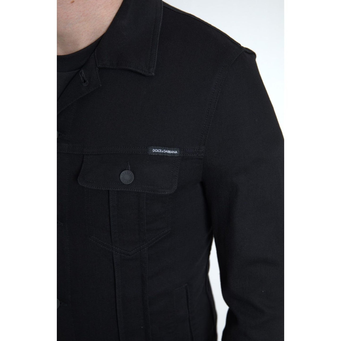 Dolce & Gabbana Elegant Black Denim Logo Jacket elegant-black-denim-logo-jacket