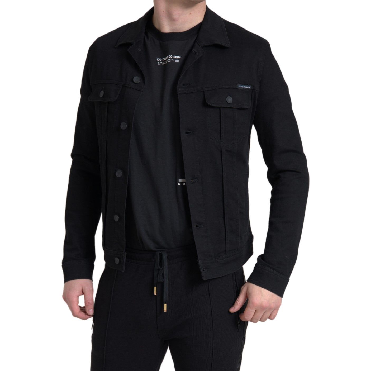 Dolce & Gabbana Elegant Black Denim Logo Jacket elegant-black-denim-logo-jacket
