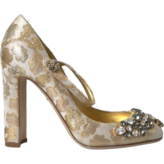 Dolce & GabbanaGold Jacquard Crystal Mary Janes Pumps ShoesMcRichard Designer Brands£719.00