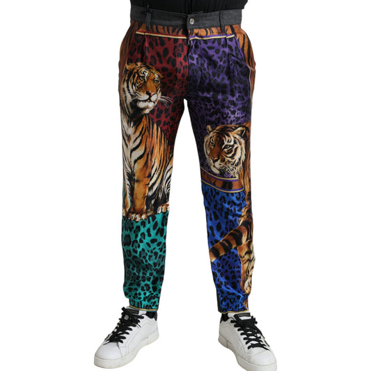 Dolce & Gabbana | Multicolor Tiger Print Loose Denim Jeans| McRichard Designer Brands   