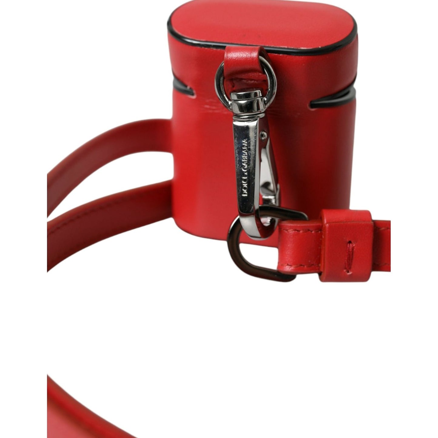 Dolce & Gabbana Red Calfskin Leather Logo Print Strap Men Airpods Case red-calfskin-leather-logo-print-strap-men-airpods-case